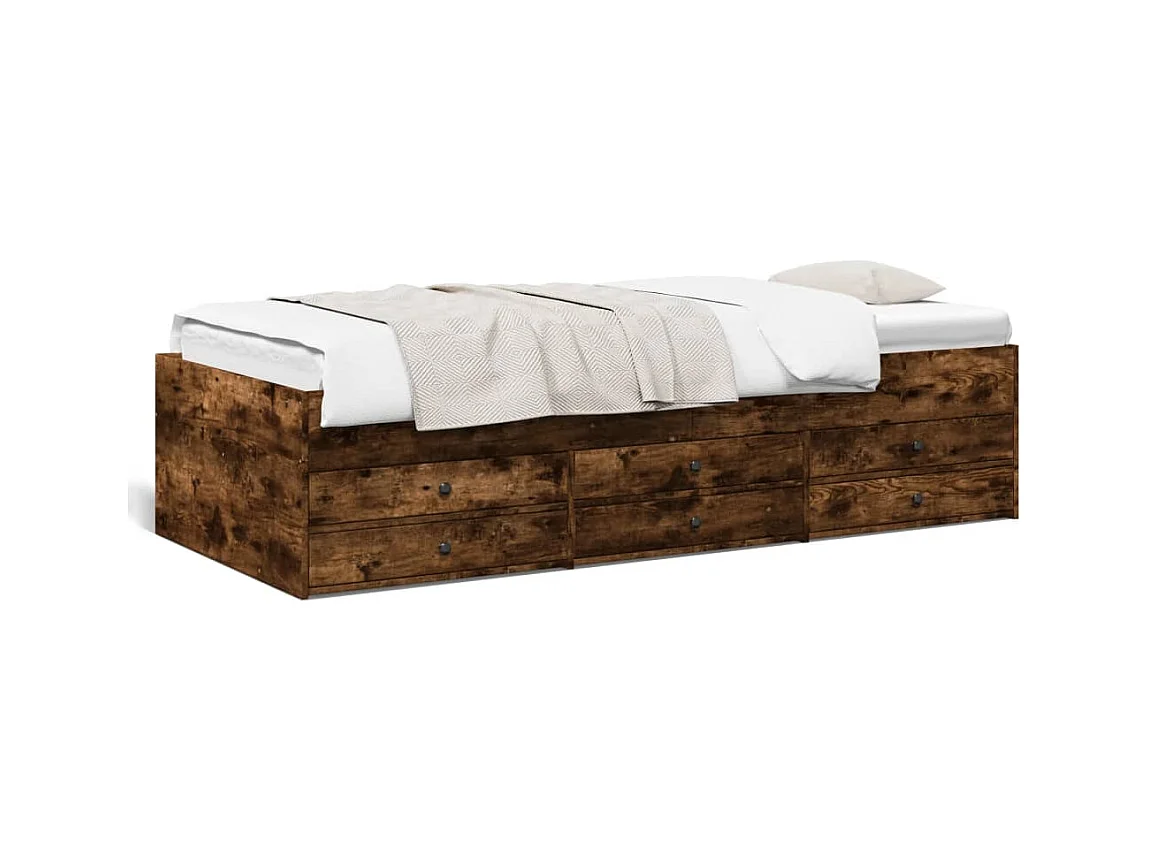 Lit de jour avec tiroirs chêne fumé 90x190 cm bois d'ingénierie FR74486