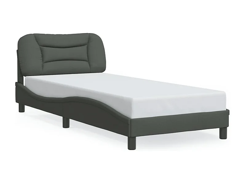 Cama c/ luzes LED 90x200 cm tecido cinzento-escuro PT239801