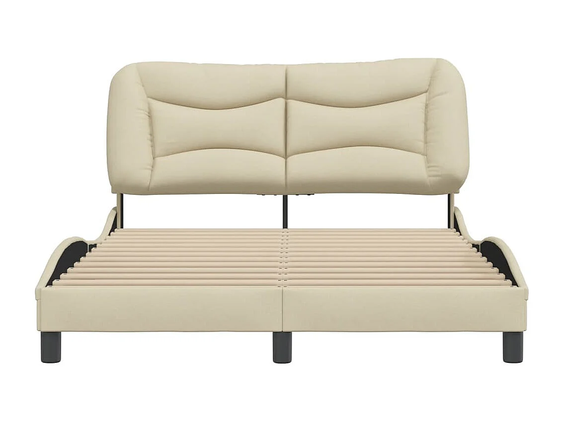 Lit double + tête de lit Crème 140x200 cm Tissu FR48807