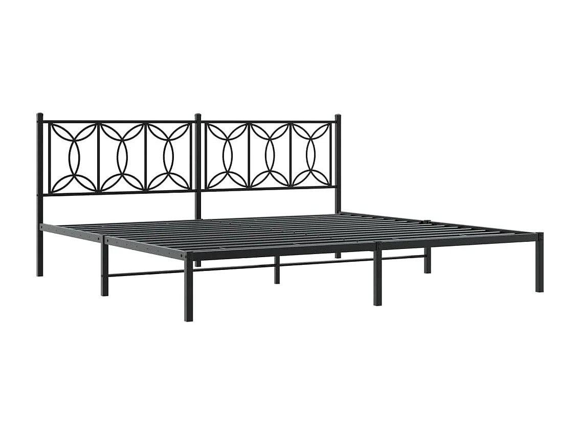 Cama com cabeceira 193x203 cm metal preto PT669575
