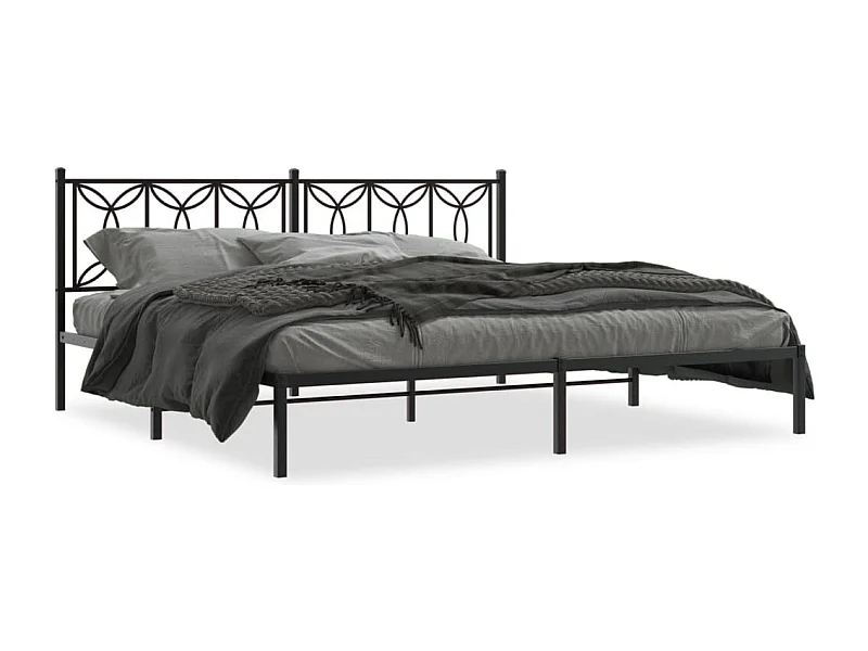 Cama com cabeceira 193x203 cm metal preto PT669575