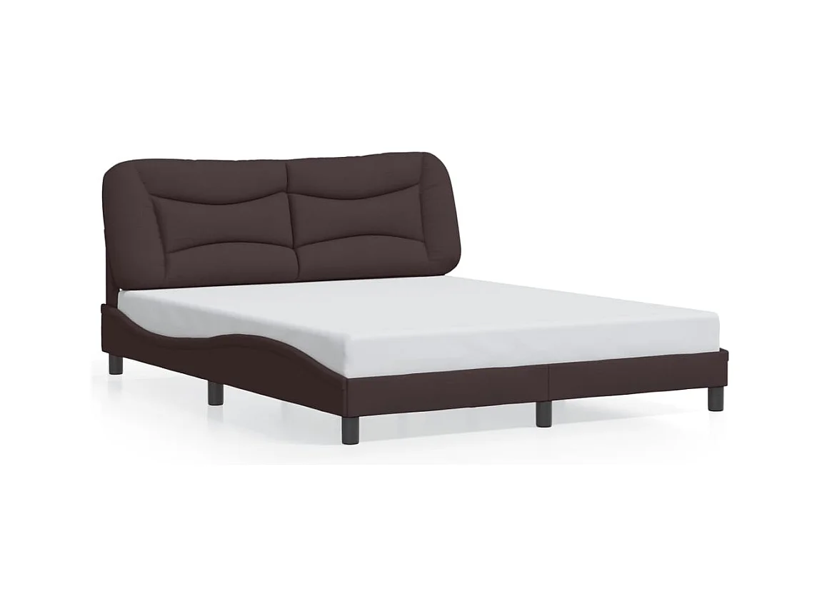 Lit double avec lumières LED marron foncé 160x200 cm tissu FR62667