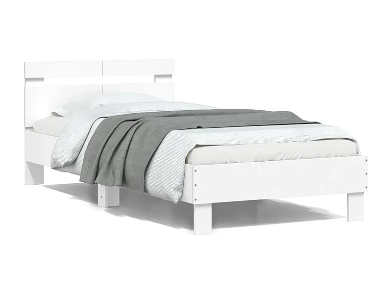 Cama c/ cabeceira 100x200 cm derivados madeira branco PT673932