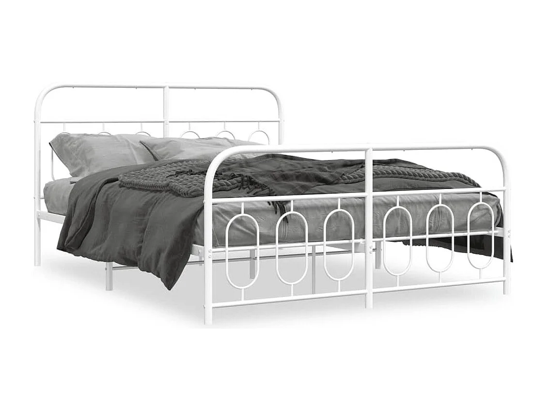 Cama com cabeceira e pés 140x190 cm metal branco PT908964
