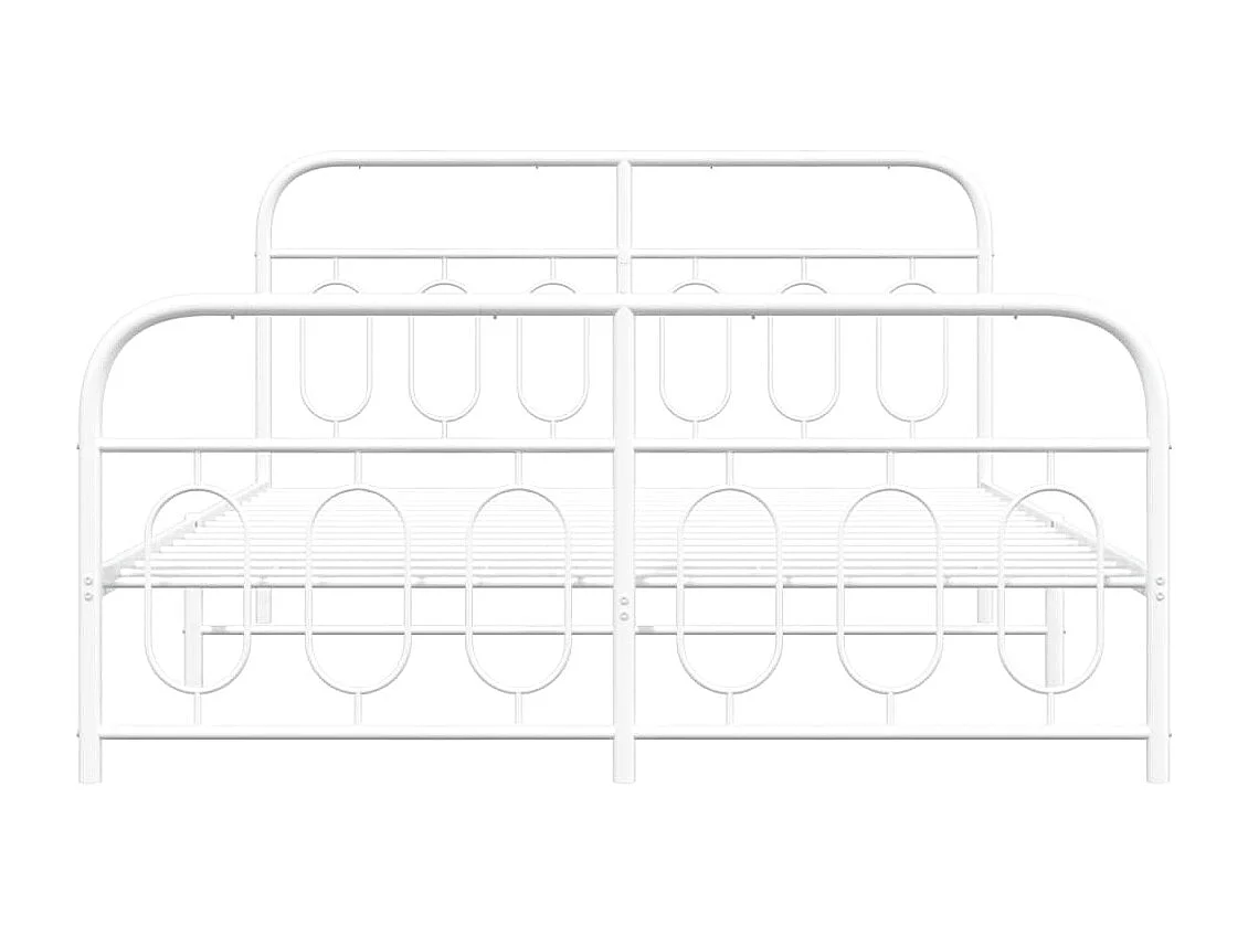 Cama com cabeceira e pés 140x190 cm metal branco PT908964