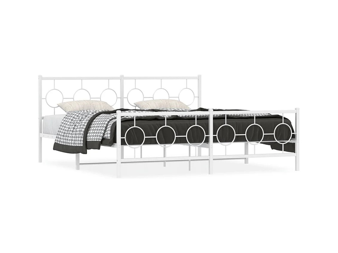 Bedframe met hoofd- en voeteneinde metaal wit 180x200 cm BE895133