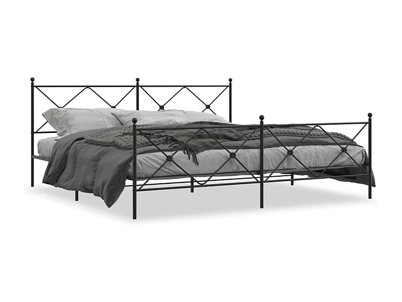 Cama com cabeceira e pés 193x203 cm metal preto PT313332
