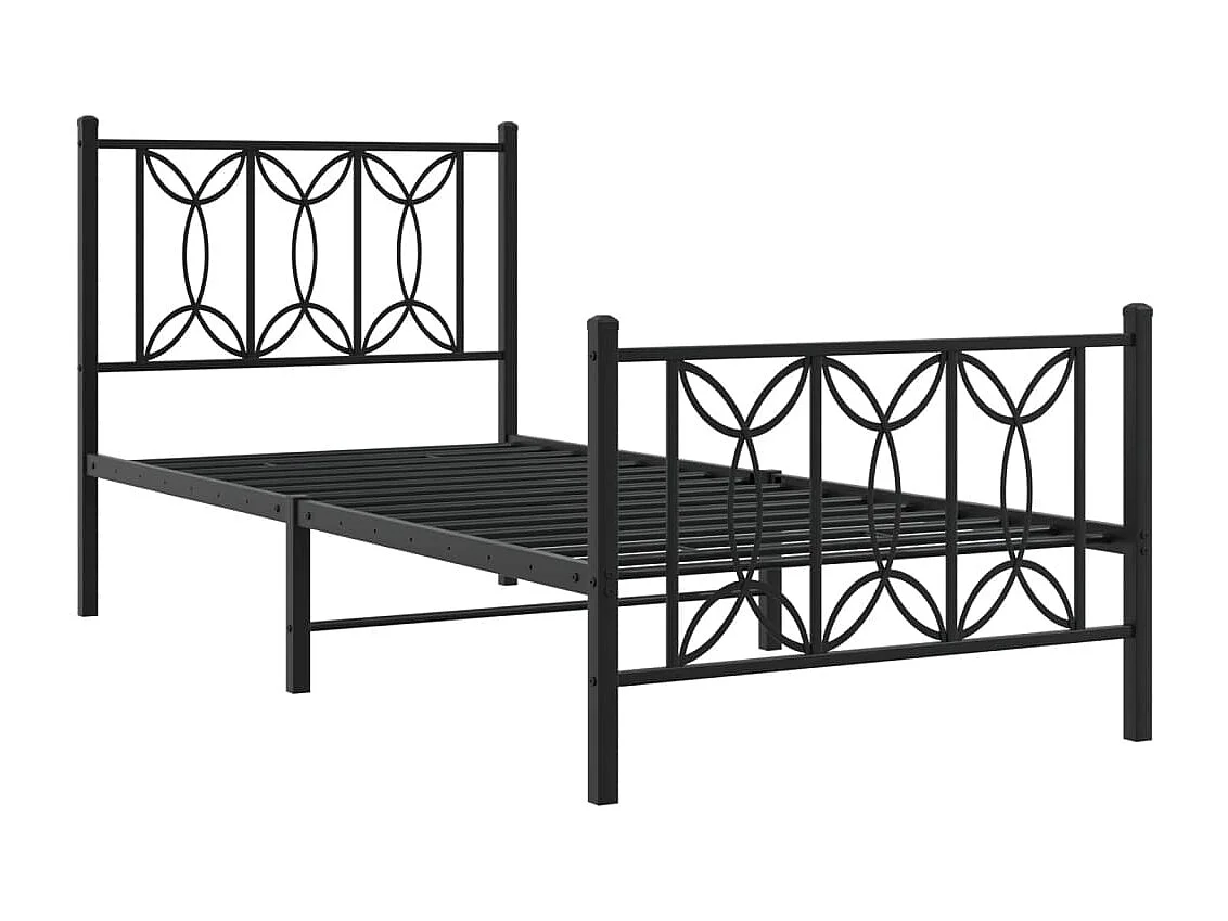 Bedframe met hoofd- en voeteneinde metaal zwart 90x200 cm BE408263