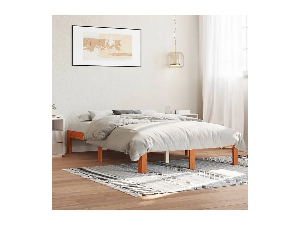 Bedframe zonder matras massief grenenhout wasbruin 120x200 cm BE314723