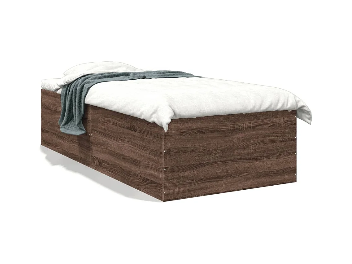 Lit simple chêne marron 90x200 cm bois d'ingénierie FR84285
