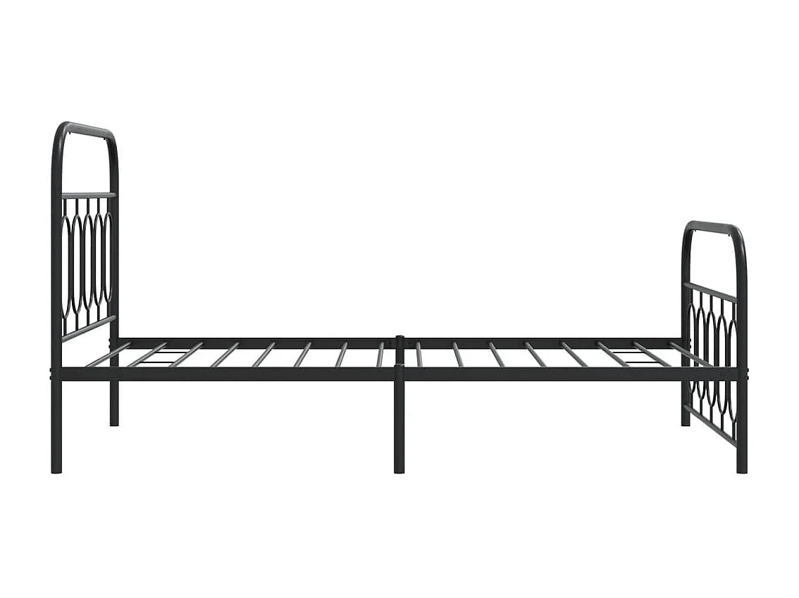 Lit simple métal + tête de lit/pied de lit noir 107x203 cm FR25162