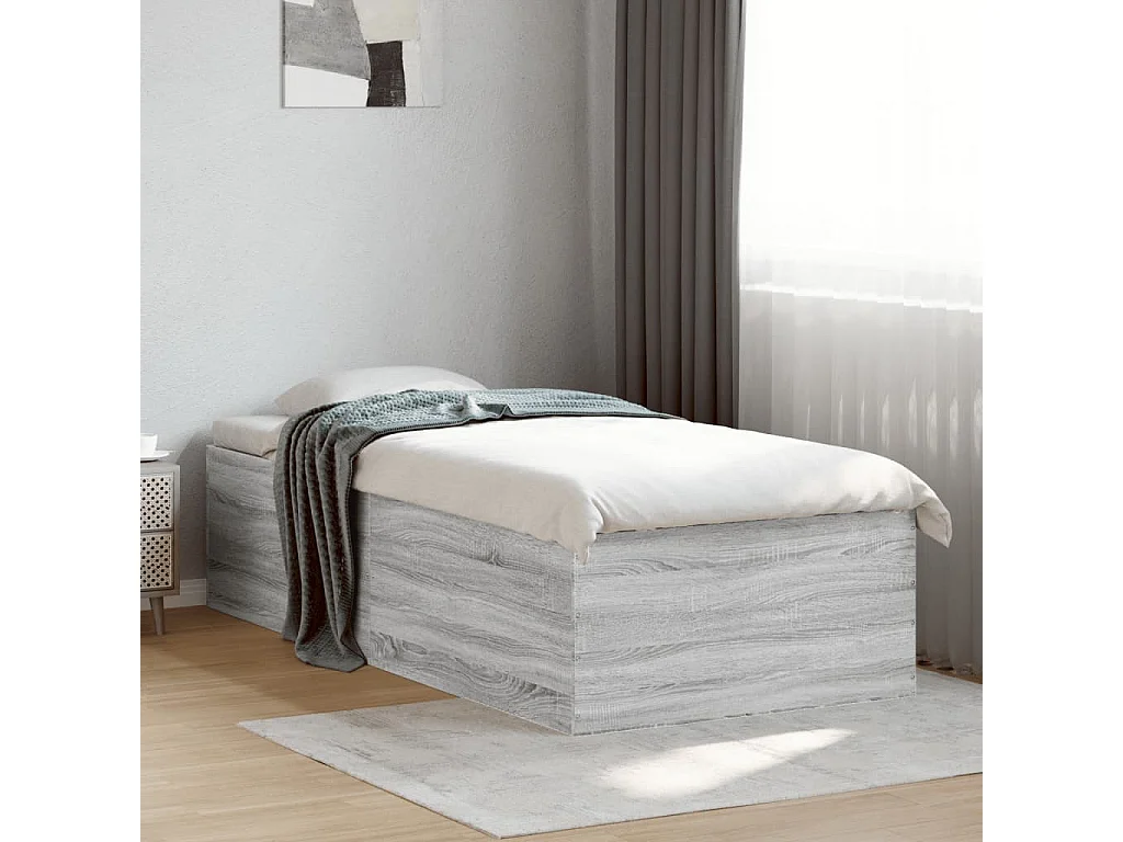 Cama individual- 100x200 cm madera de ingeniería gris Sonoma ES821919