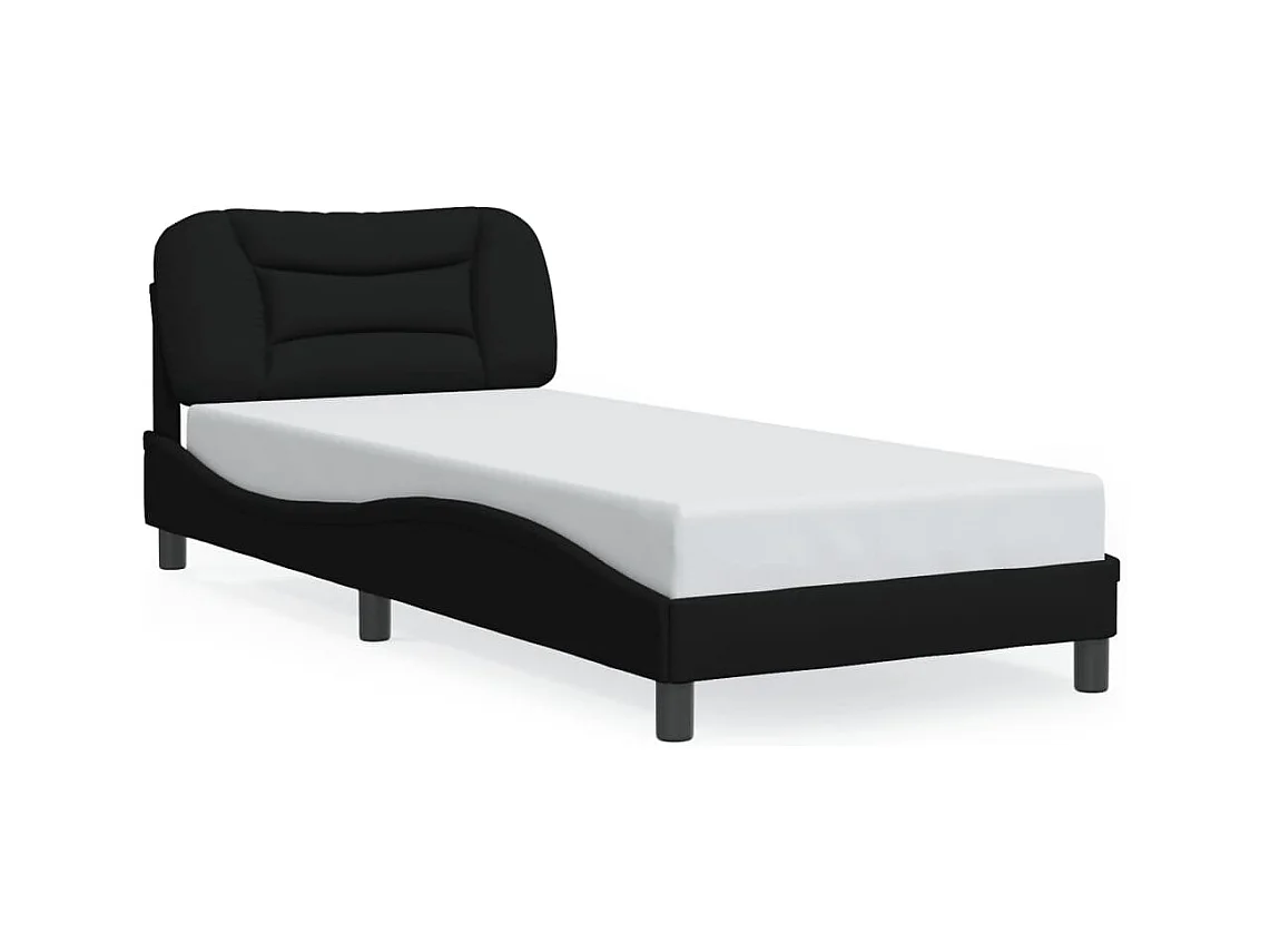 Bedframe met hoofdbord stof zwart 80x200 cm BE173447