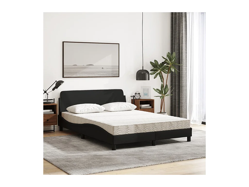 Cama com colchão 140x190 cm tecido preto PT132816