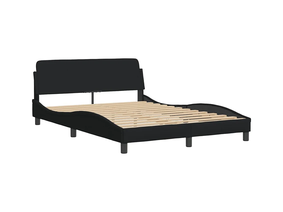 Lit adulte + matelas noir 140x190 cm tissu FR78307