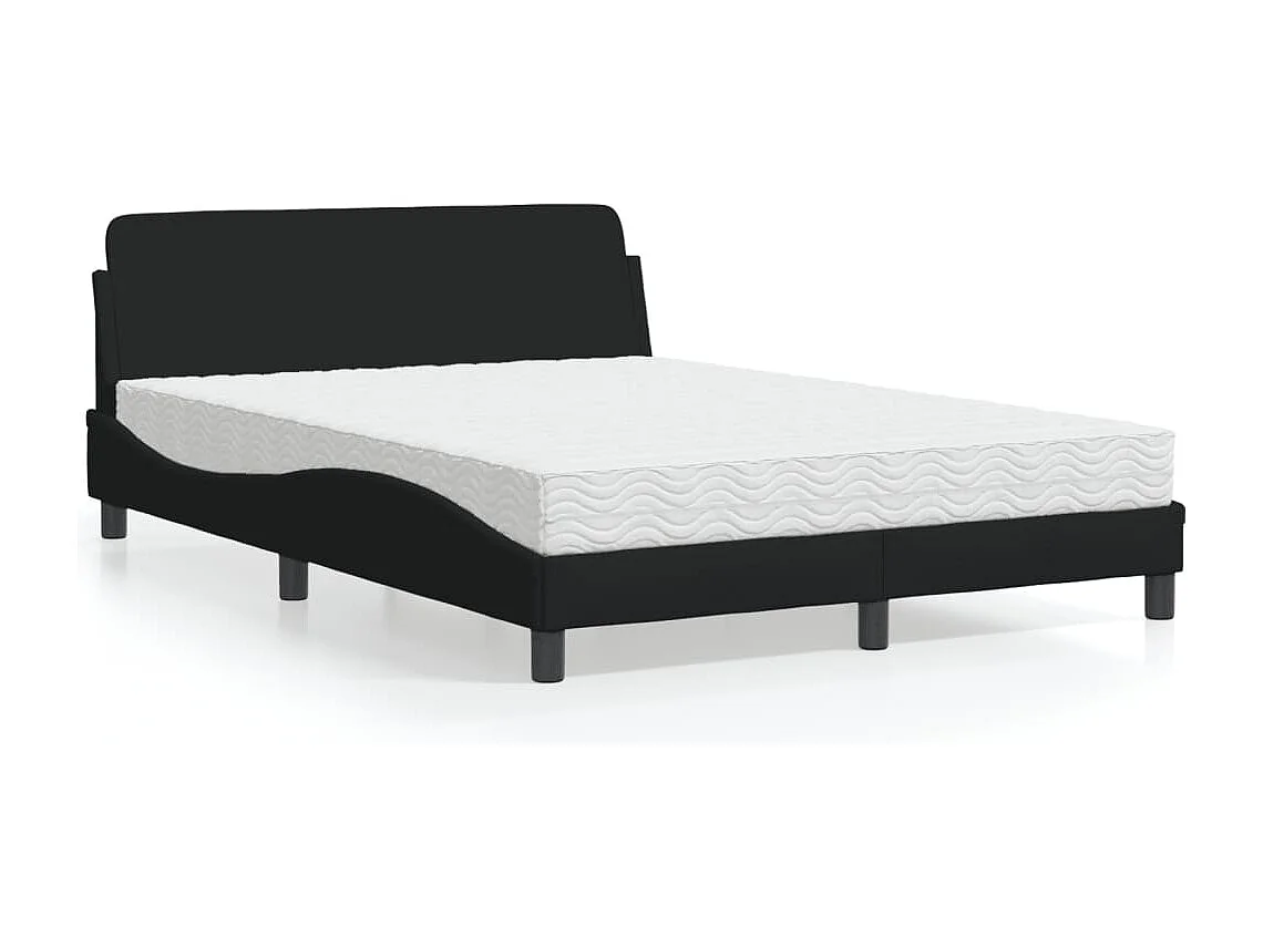 Cama com colchão 140x190 cm tecido preto PT132816