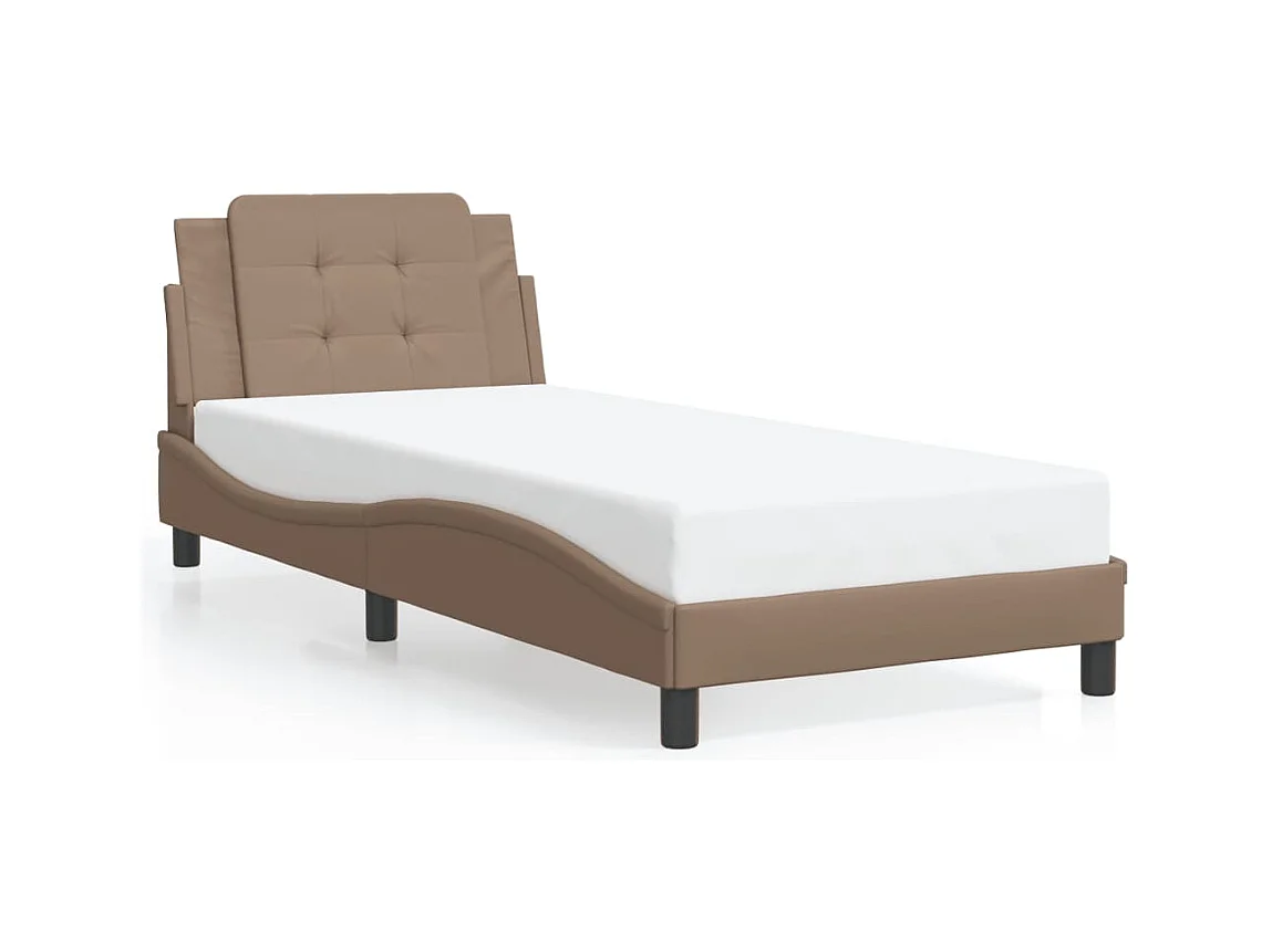 Cama cabeceira 100x200 cm couro artificial cappuccino PT271217