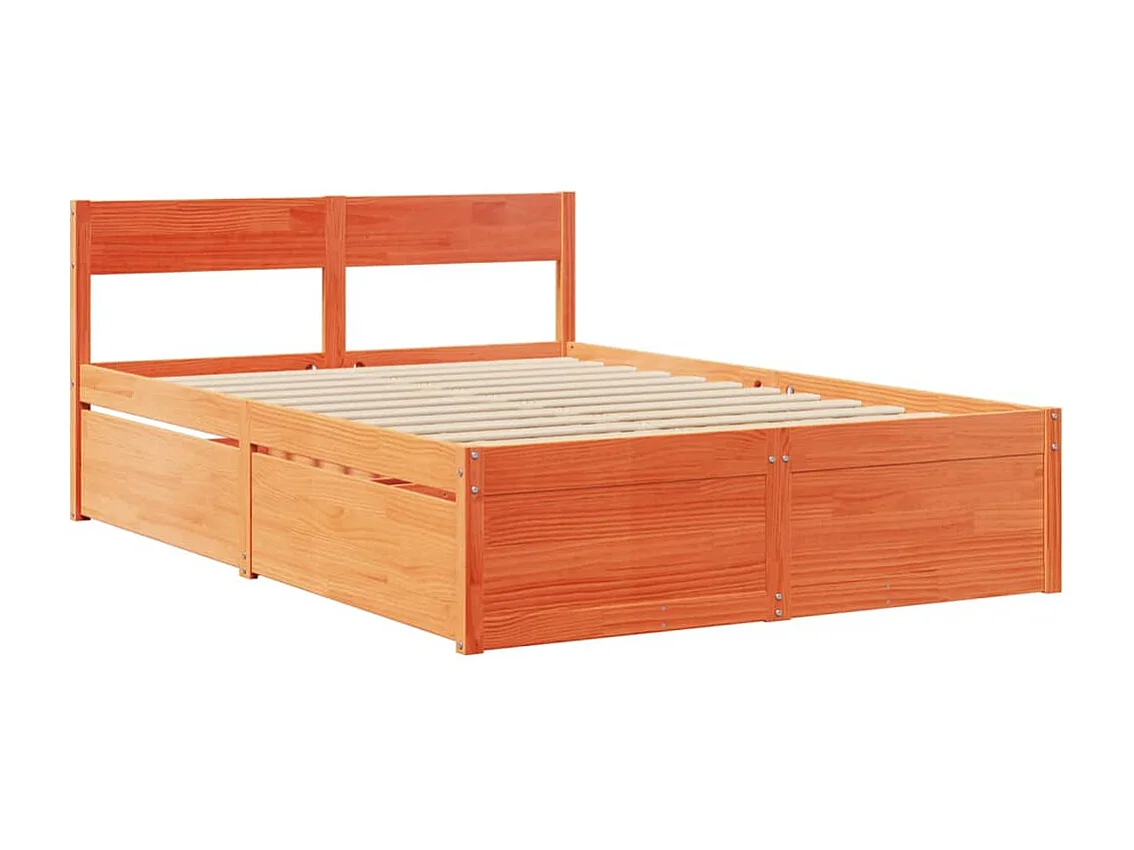 Bedframe zonder matras massief grenenhout wasbruin 120x200 cm BE845911