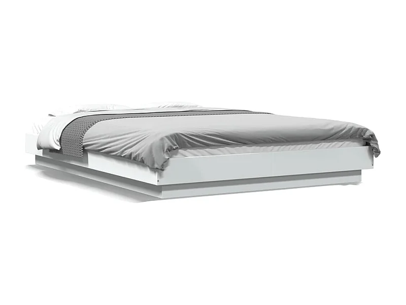 Lit double blanc 120x200 cm bois d'ingénierie FR46859