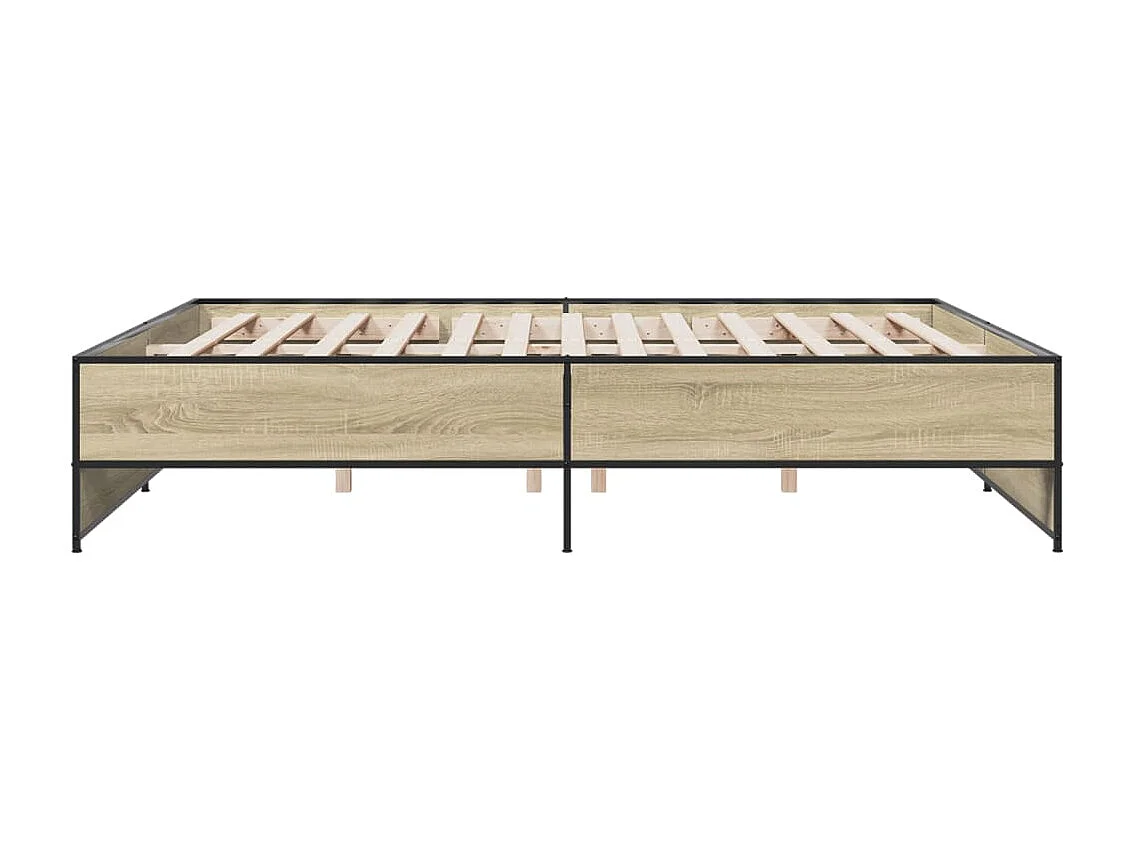 Lit double chêne sonoma 200x200 cm bois d'ingénierie et métal FR49750