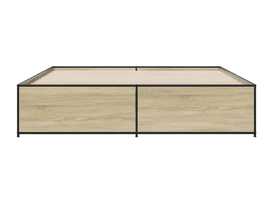 Lit double chêne sonoma 200x200 cm bois d'ingénierie et métal FR49750