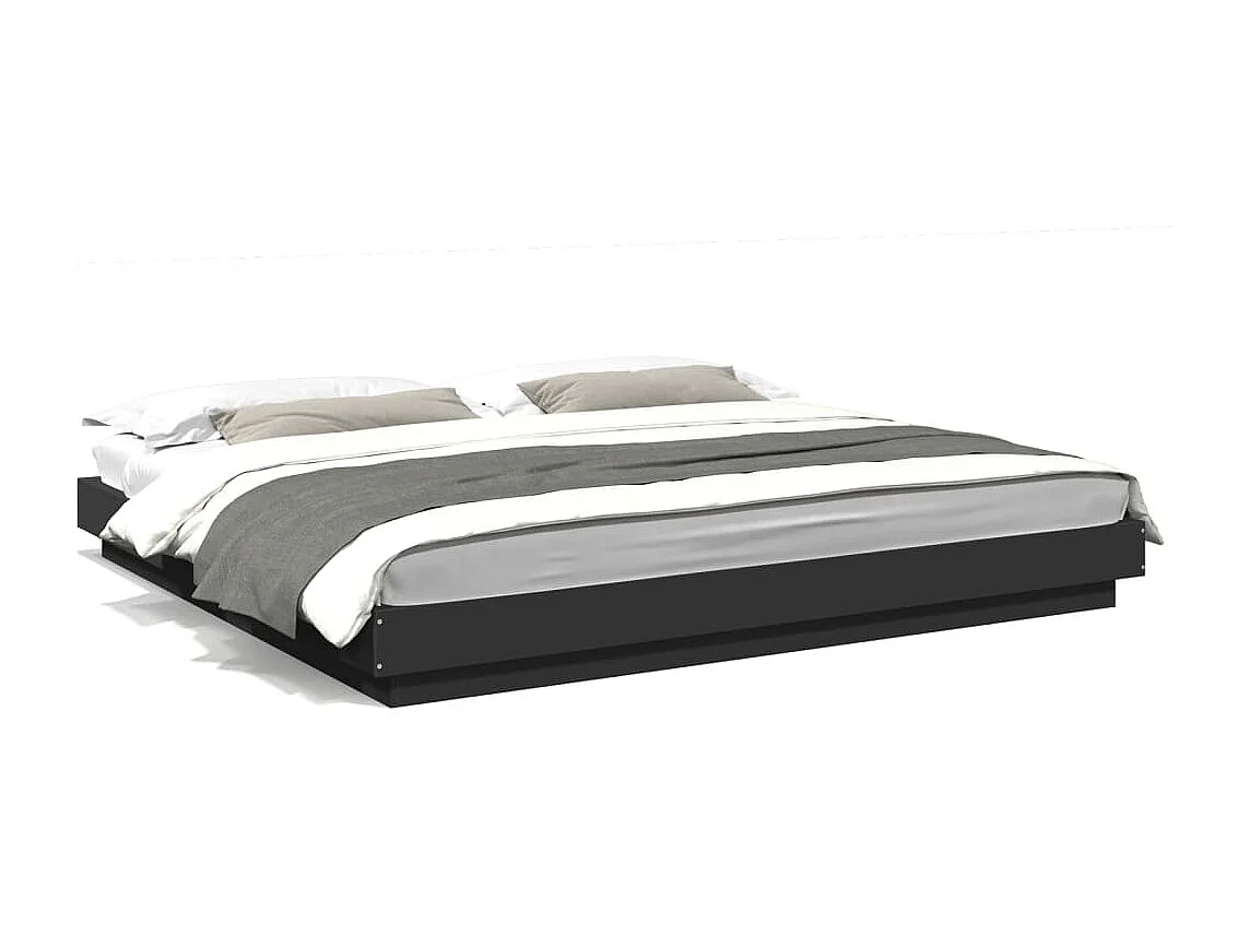 Bedframe massief hout zwart 200x200 cm BE876124