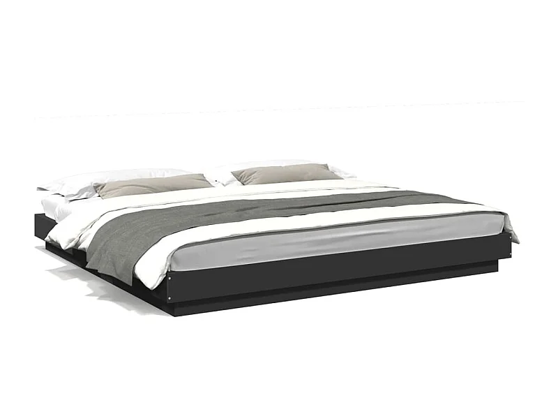 Bedframe massief hout zwart 200x200 cm BE876124