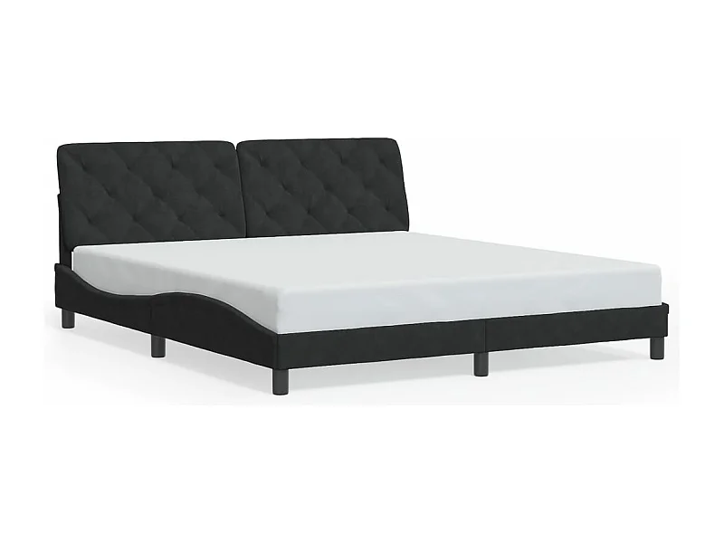 Cama matrimonial- 180x200 cm con cabecero de terciopelo negro ES778850