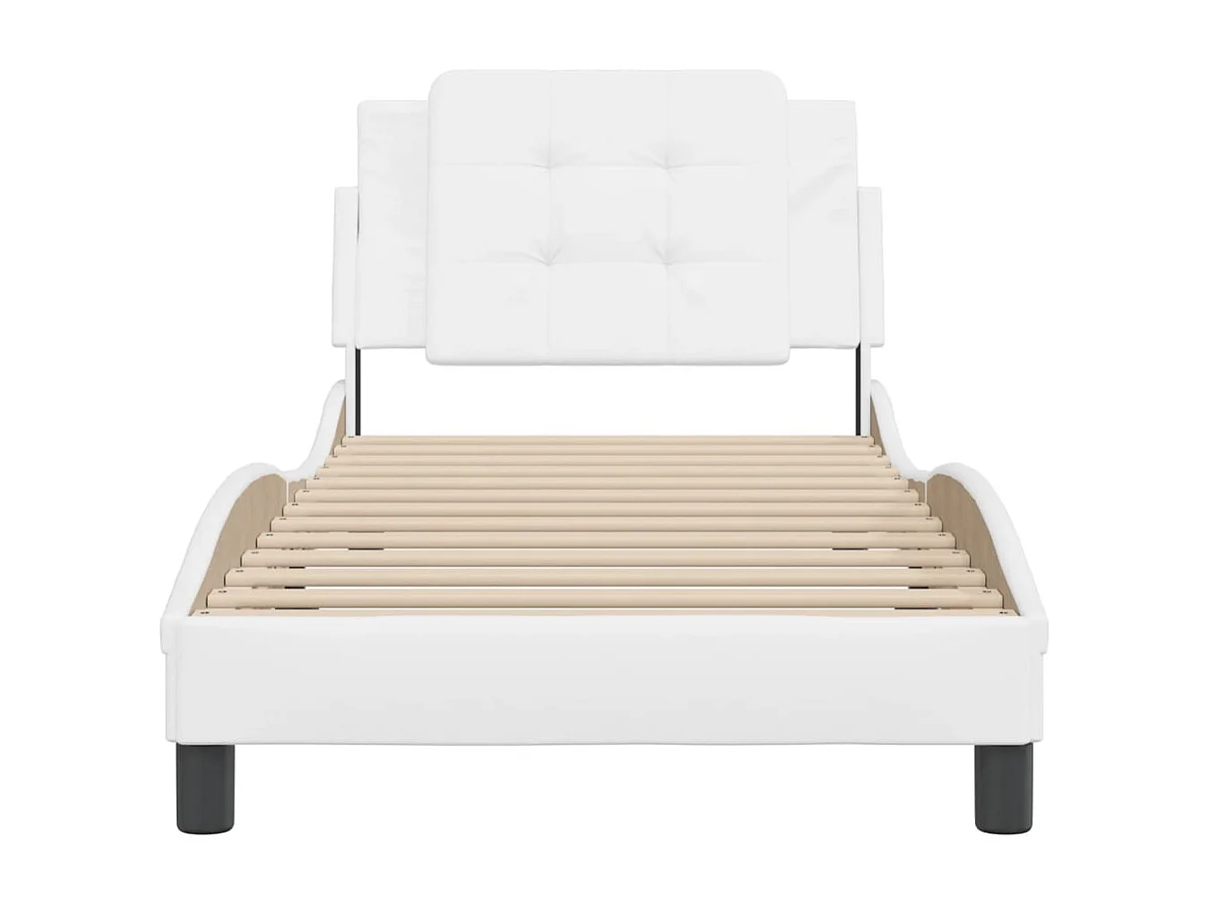 Cama c/ cabeceira couro artificial 80x200cm branco PT366909