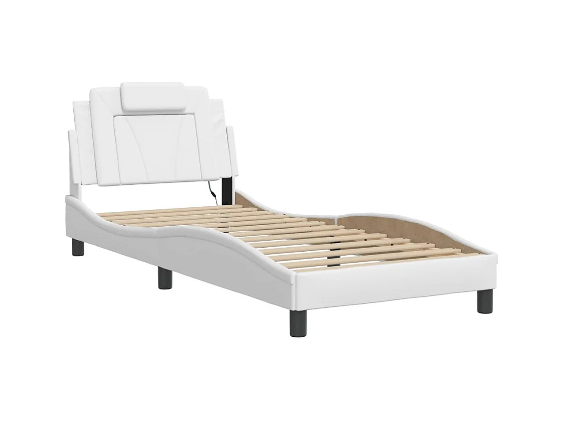Lit simple avec lumières LED blanc 90x200 cm similicuir FR76624