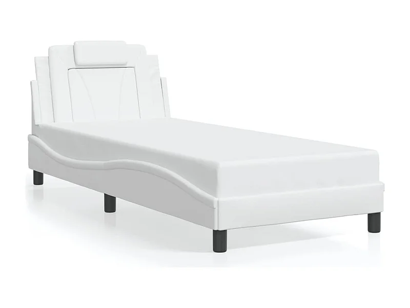 Cama 90x200 cm - con luces LED cuero sintético blanco ES323257