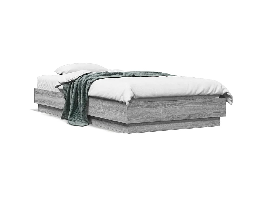 Lit simple sonoma gris 90x190 cm bois d'ingénierie FR28155