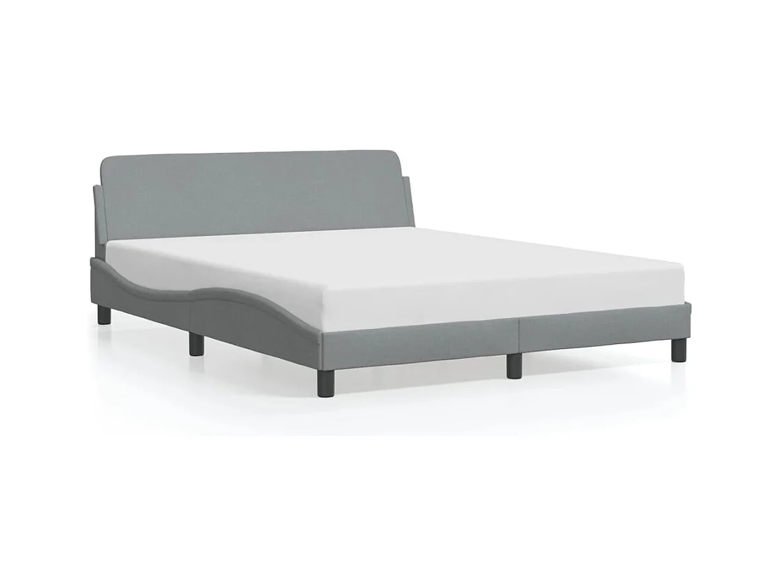 Lit double + tête de lit Gris clair 160x200 cm Tissu FR38470