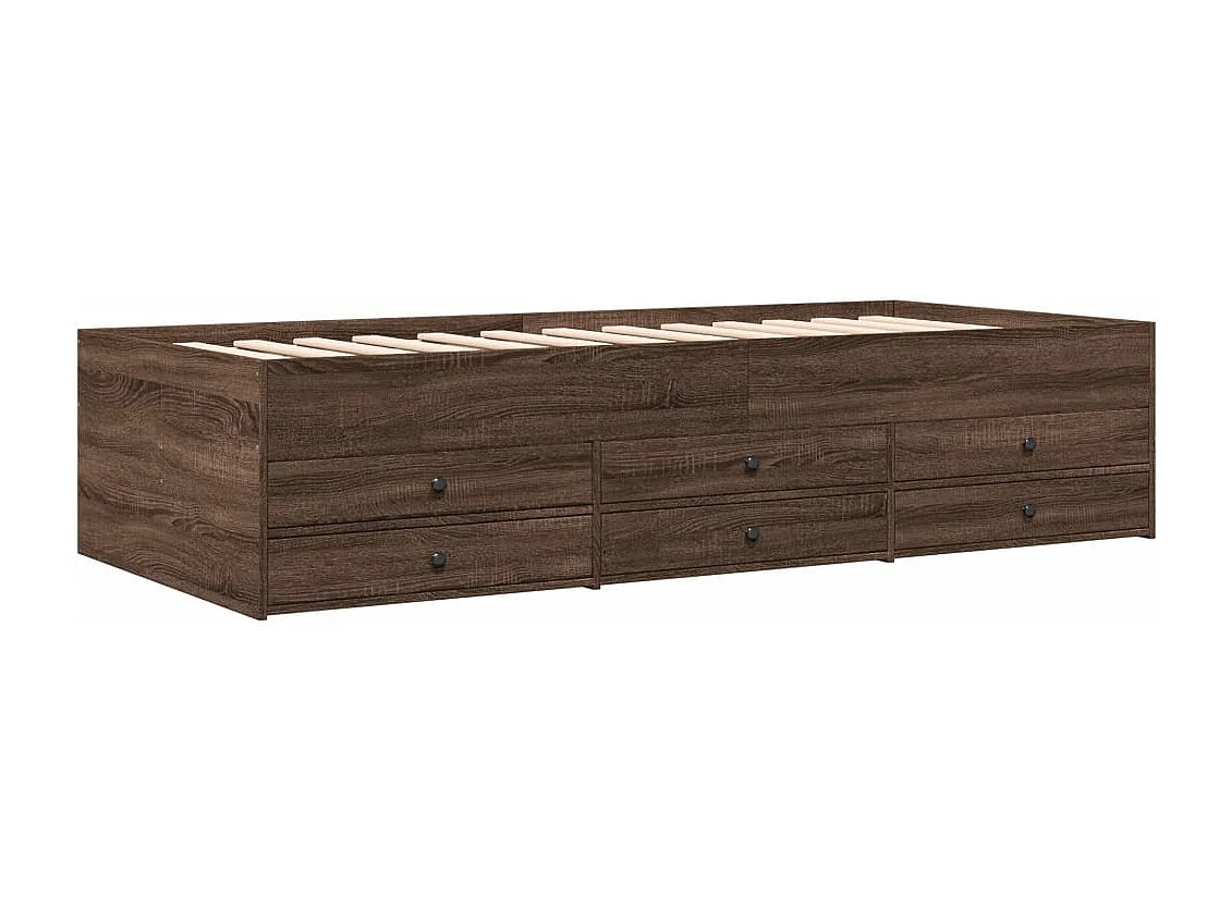 Cama individual - 75x190 cm con cajones madera ingeniería roble marrón ES876189