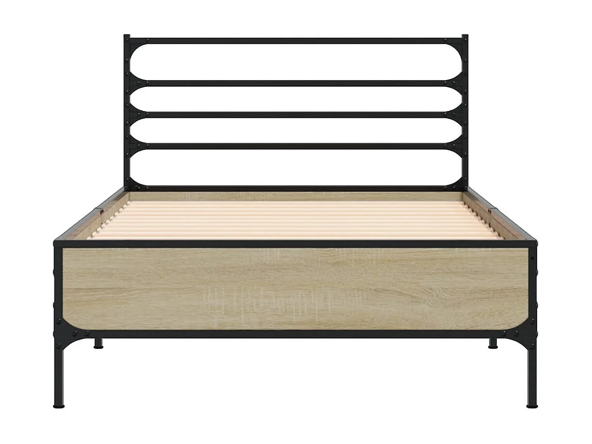 Cama derivados de madeira e metal carvalho sonoma PT904553