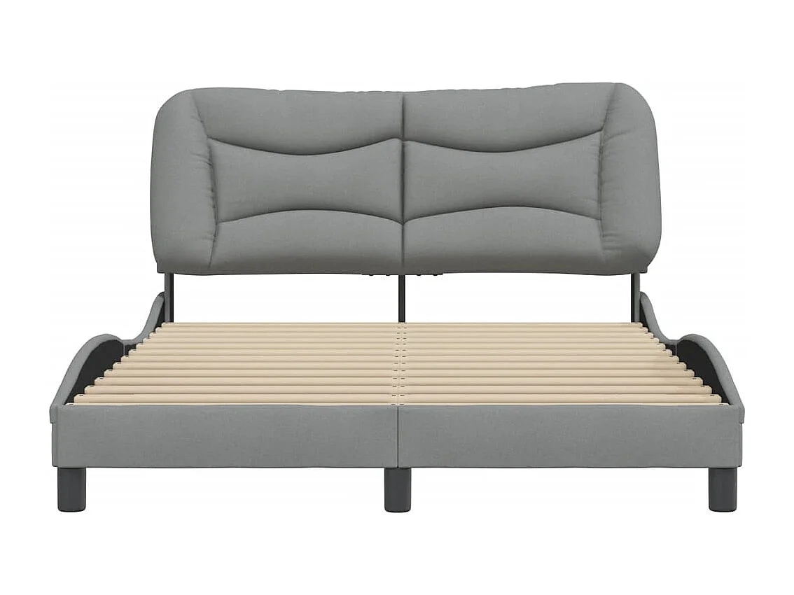 Lit double + tête de lit Gris clair 140x190 cm Tissu FR21008
