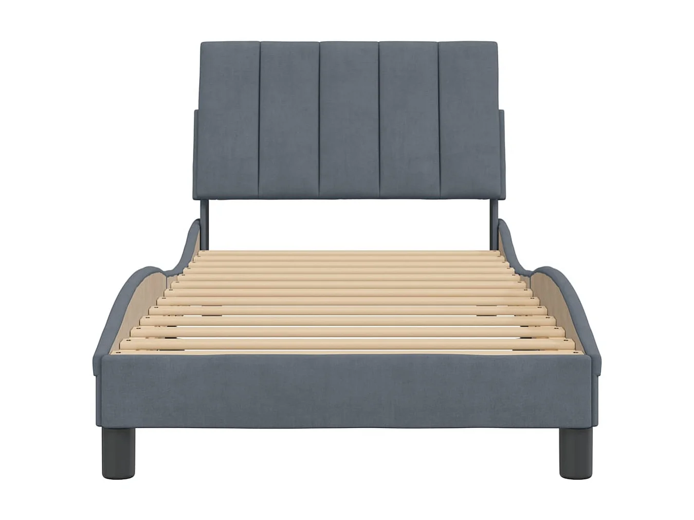 Cama c/ cabeceira 90x190 cm veludo cinzento-escuro PT214473