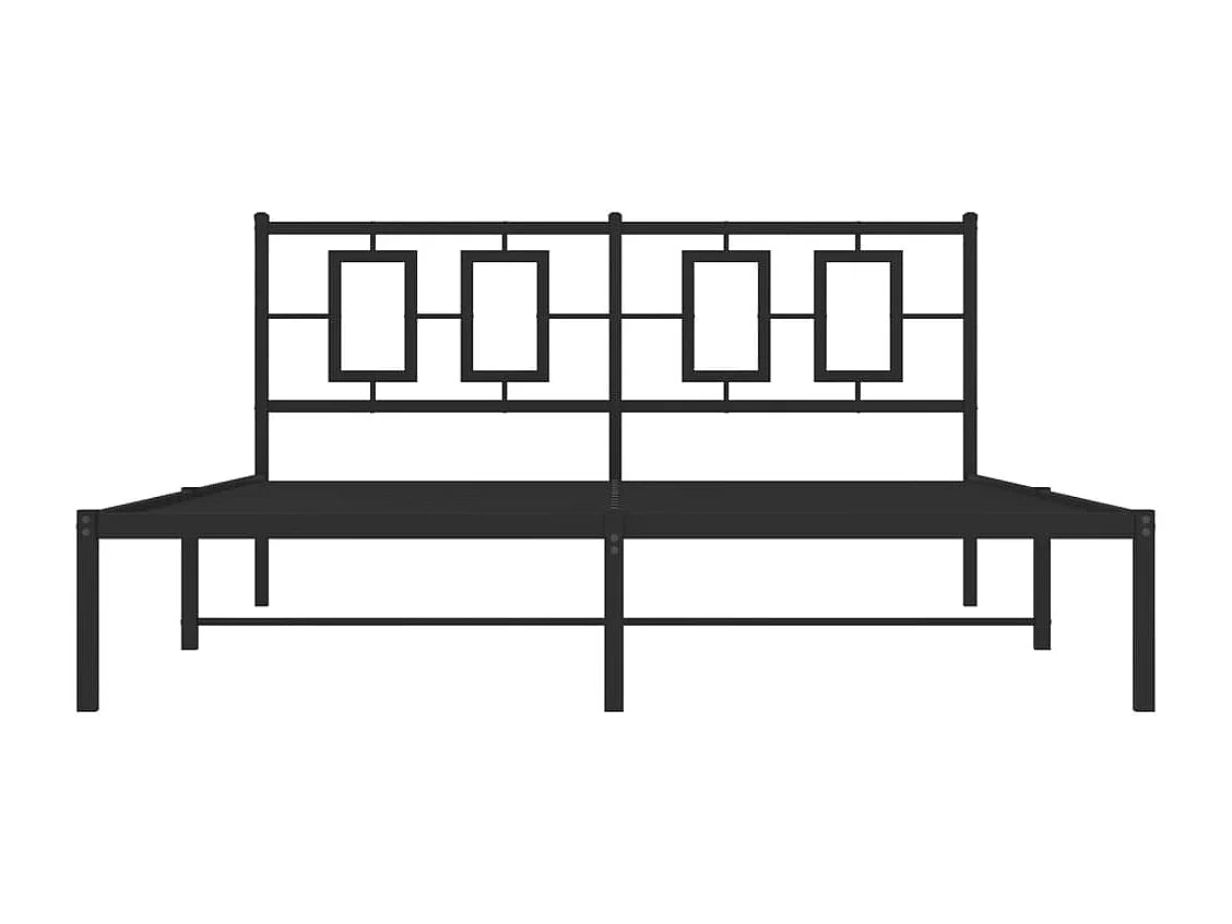 Lit double métal + tête de lit noir 150x200 cm FR27233
