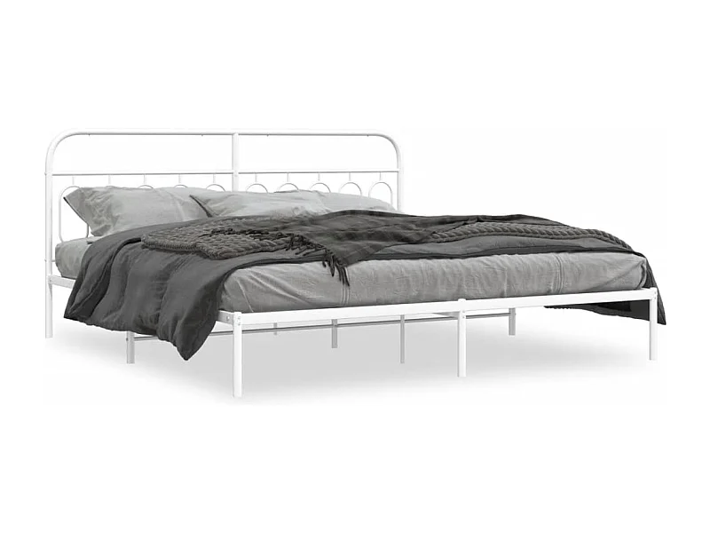Bedframe met hoofdbord metaal wit 200x200 cm BE925692