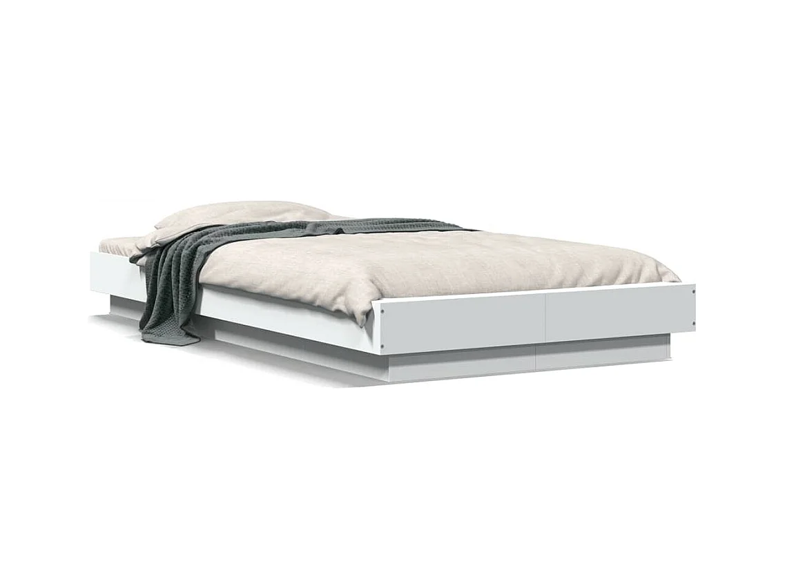 Lit simple blanc 90x200 cm bois d'ingénierie FR26487