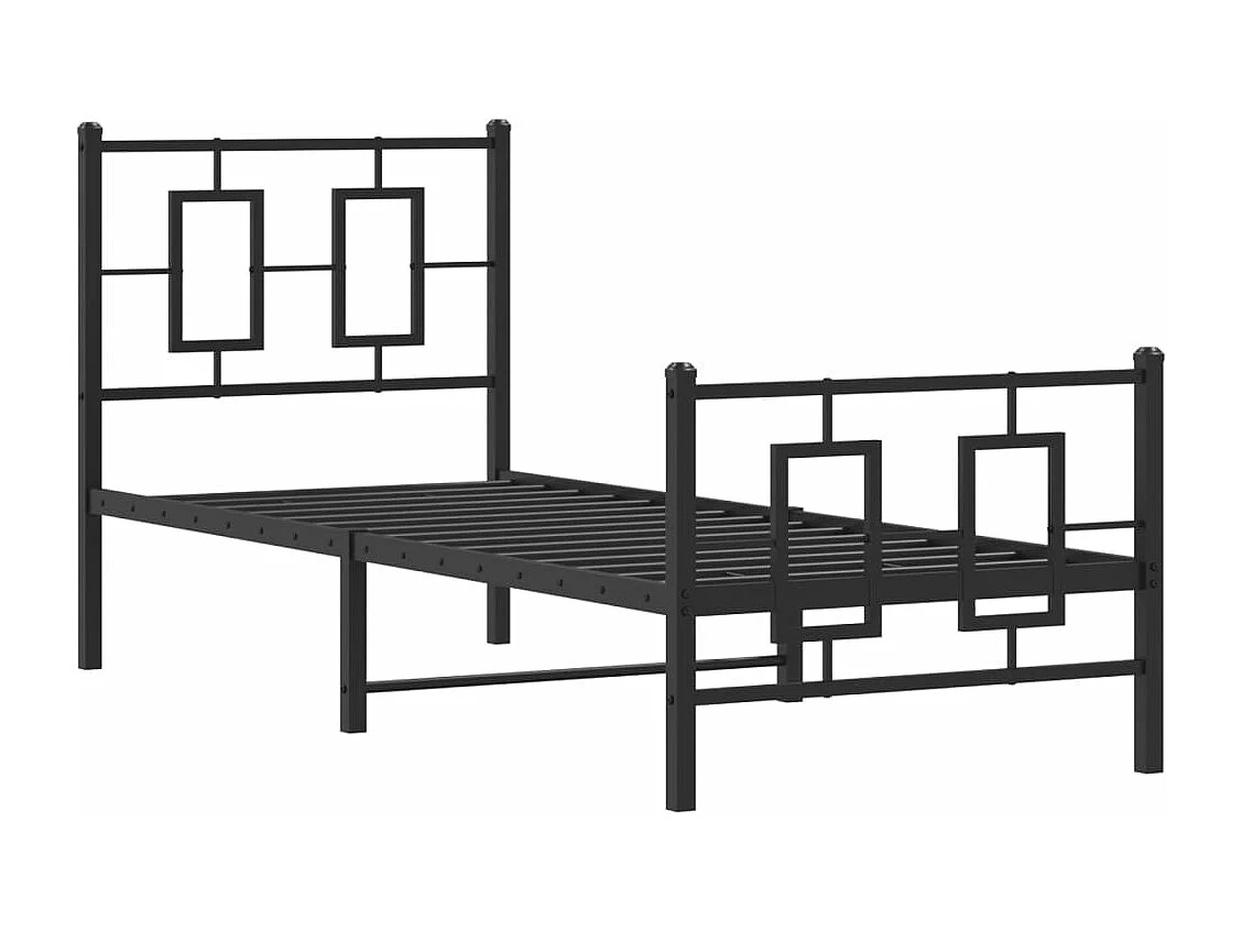 Lit simple métal + tête de lit/pied de lit noir 75x190 cm FR79018