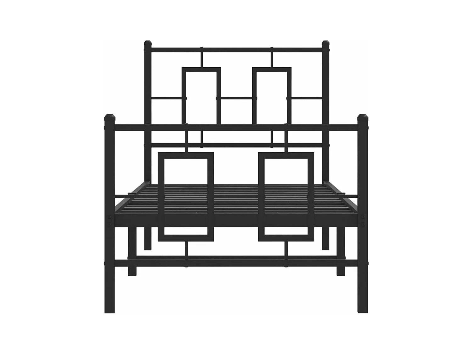Cama individual- 75x190 cm con cabecero y estribo metal negro ES484346
