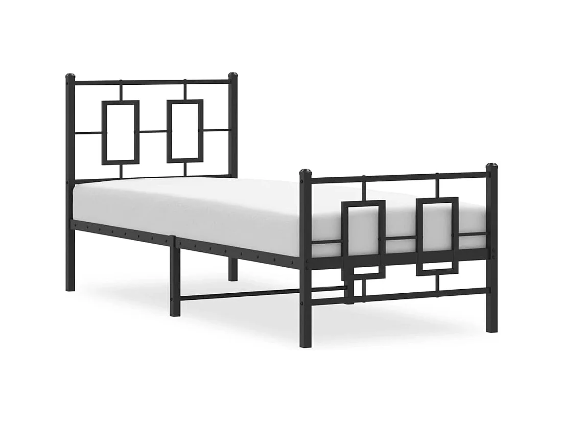 Cama individual- 75x190 cm con cabecero y estribo metal negro ES484346
