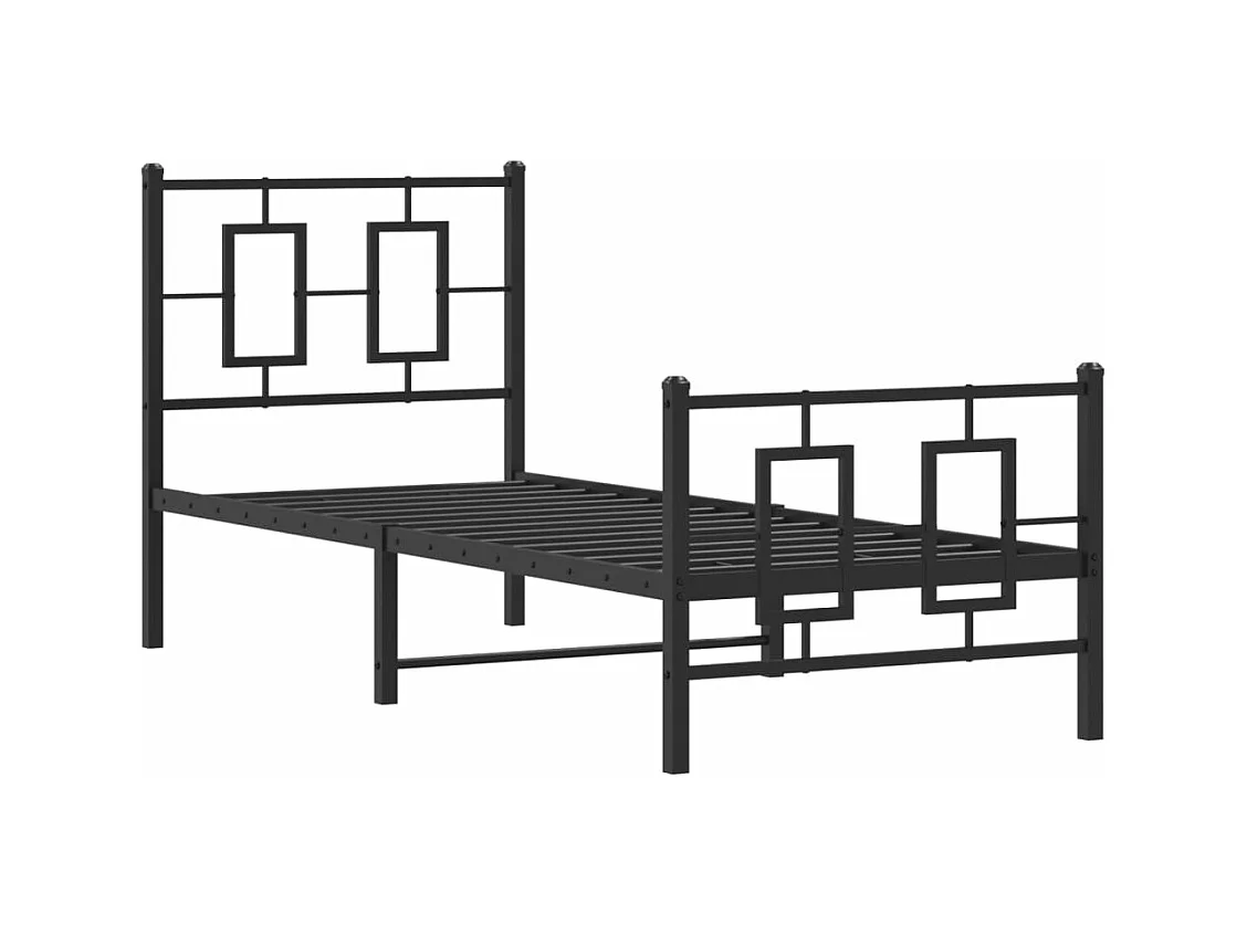 Cama individual- 75x190 cm con cabecero y estribo metal negro ES484346