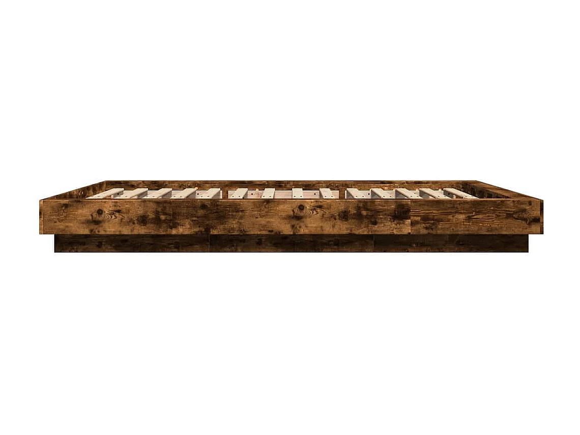 Lit double chêne fumé 120x190 cm bois d'ingénierie FR69370