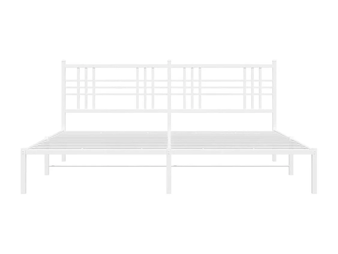 Lit double métal + tête de lit blanc 200x200 cm FR34182