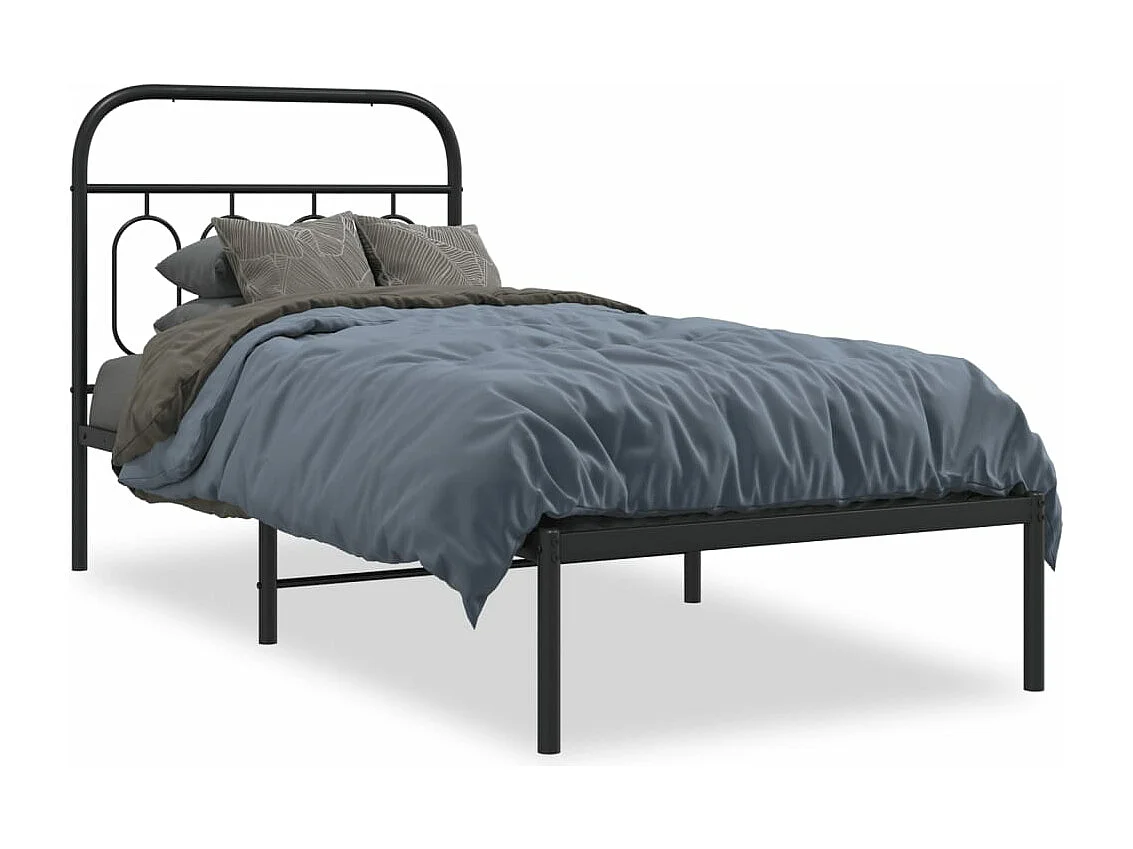 Cama individual- 90x190 cm con cabecero metal negro ES381613