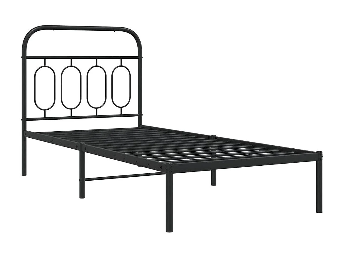 Cama individual- 90x190 cm con cabecero metal negro ES381613