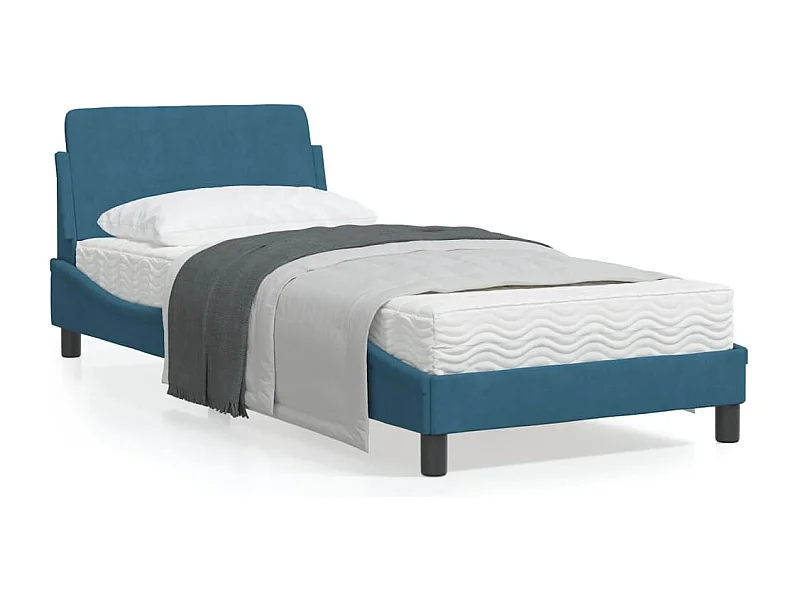 Bedframe met hoofdeinde fluweel blauw 90x190 cm BE851909