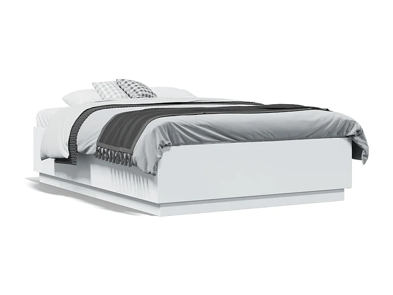 Lit double blanc 135x190 cm bois d'ingénierie FR44382